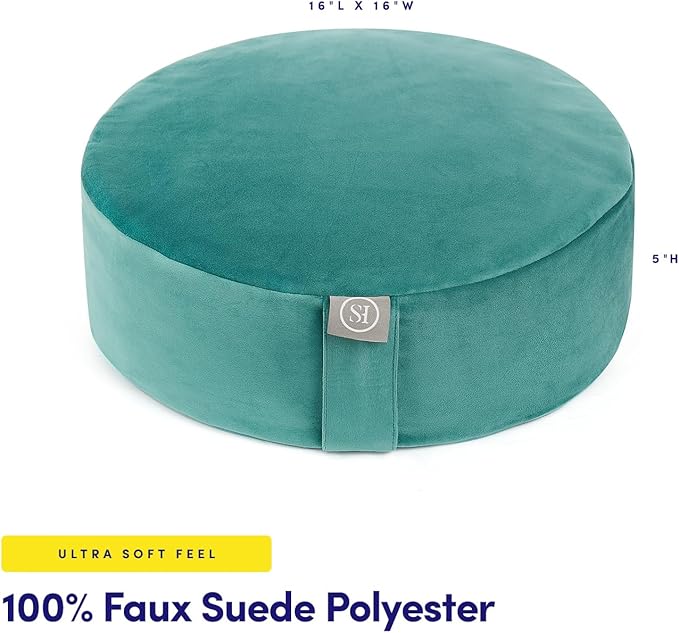 Meditation Cushion Bolster Pillow for Restorative Yoga โ Supportive Cushion for Meditation, Pilates, and Relaxation โ Filled with Buckwheat Hulls - Removable Cover