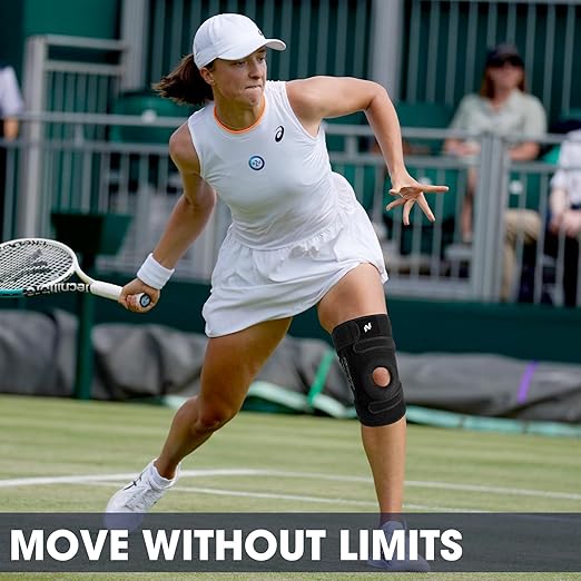 NEENCA ELITE Knee Brace for Men & Women - Open-Back Knee Support with Side Stabilizers & Patella Support for Meniscus Tear, Arthritis Pain, Injury Recovery, Running, Sports (Black, Small)