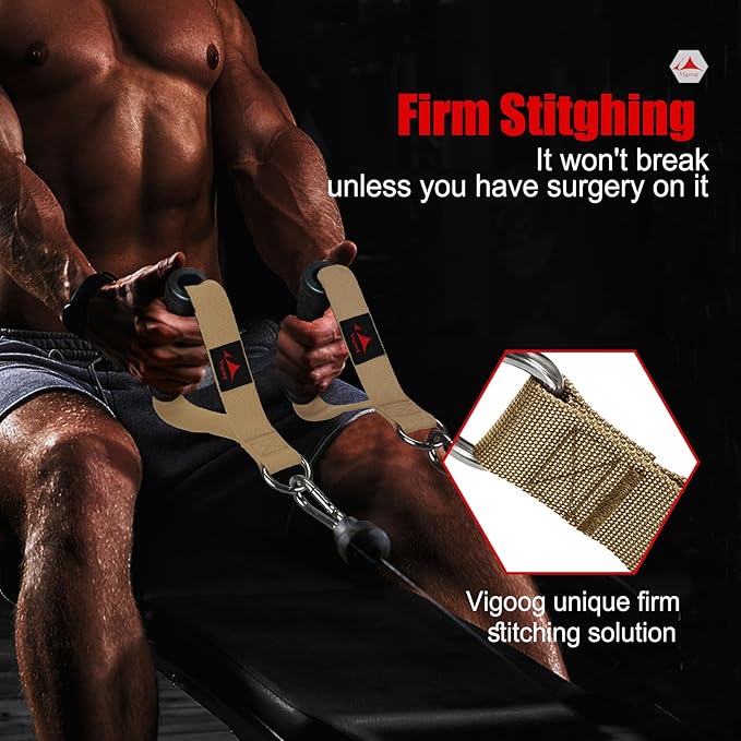 Heavy Duty Gym Exercise Handles Attachment for Cable Machine,Resistance Band,Pulley System Home Fitness Workout Equipment, with Elastic Rubber Grip and 2 Large Carabiners