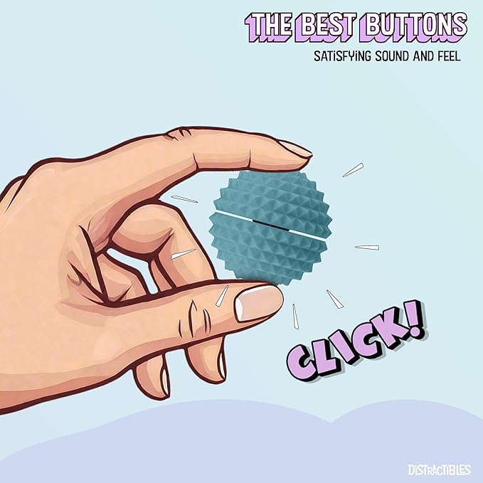 Round Spiked Sensory Fidget Clicker, Tactile Stimming Device with Mechanical Clicky Switches, Lanyard Attachment, Ideal for Pain Stim, ADHD, Autism & Stress Relief (Blue, Medium)