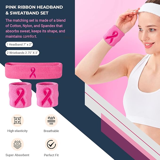 Suddora Sweatbands Set, Moisture Wicking 2 Wristbands and 1 Headband, Breathable Terry Cloth Athletic Bands for Basketball, Tennis, Yoga, Gym, Sweat Bands for Costumes and Cosplay