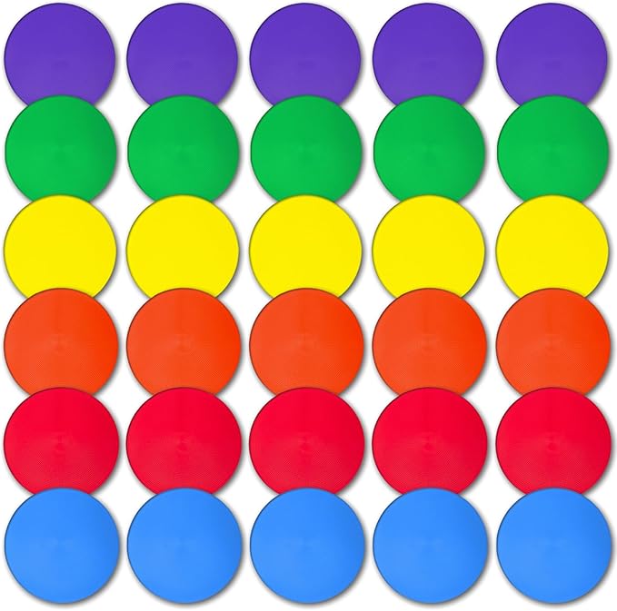 9 Inch Colored Poly Spot Marker 12 Pcs, Non-Slip Rubber Agility Markers Flat Field Cones Floor Dots for Football, Basketball Training Markers, Dance Practice and Drills with Flat Cones Points