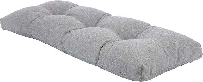 Klear Vu The Gripper Omega Non-Slip Tufted Bench Cushion for Indoor Furniture, Entryway Storage, Bay Window, Corner Nook or Piano Seat, 35 Inches, 18 Gray