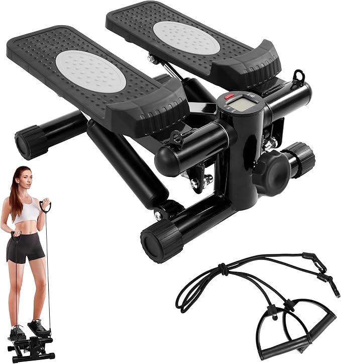 Fitvids Steppers for Exercise, Stair Steeper with Resistance Bands, Portable Stepper Capable of Full-Body Exercise, Low Noise and Smooth, Bear 300 lbs