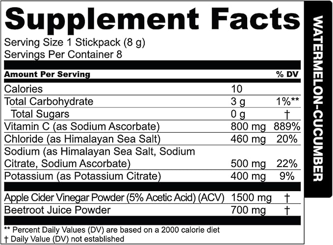 Essential Elements Hydration Packets - Watermelon Cucumber Pack - Sugar Free Electrolytes Powder Packets - 50 Stick Packs of Electrolytes Powder No Sugar - Hydration Drink - with ACV & Vitamin C