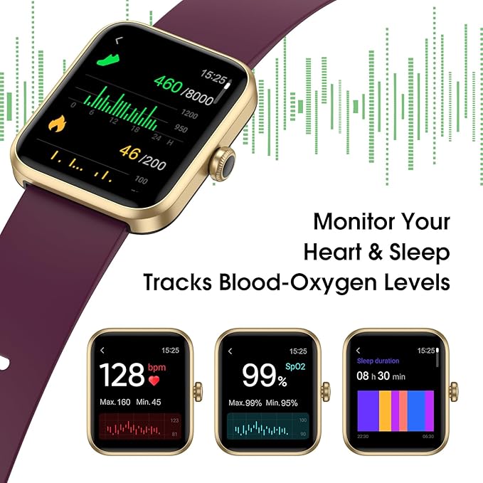 Smart Watch, Fitness Tracker with 45mm Touchcreen, Heart Rate Monitor, Blood Oxygen, Sleep Tracking Fitness Watch IP68 Waterproof Smartwatch for Men Women Compatible with Android iOS