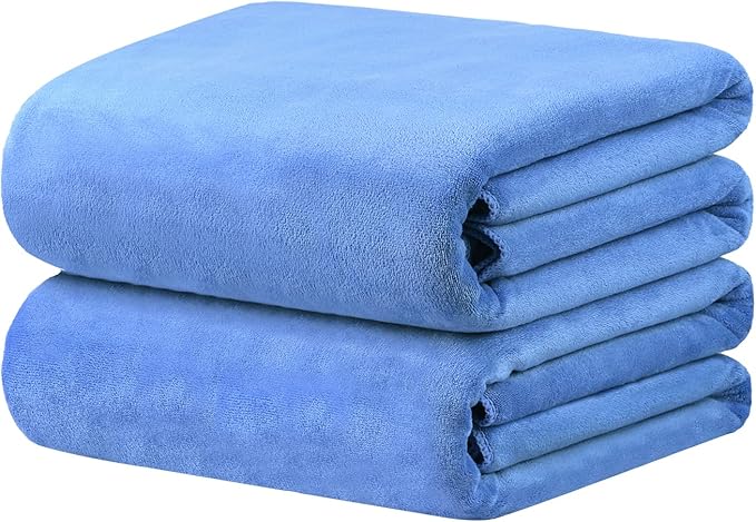 JML Microfiber Bath Towels, Oversized Bathroom Towel 2 Pack 40" x 80", Super Absorbent and Fast Drying, Sof Large Microfiber Bath Sheet for Beach, Sports, Fitness, Yoga, Blue
