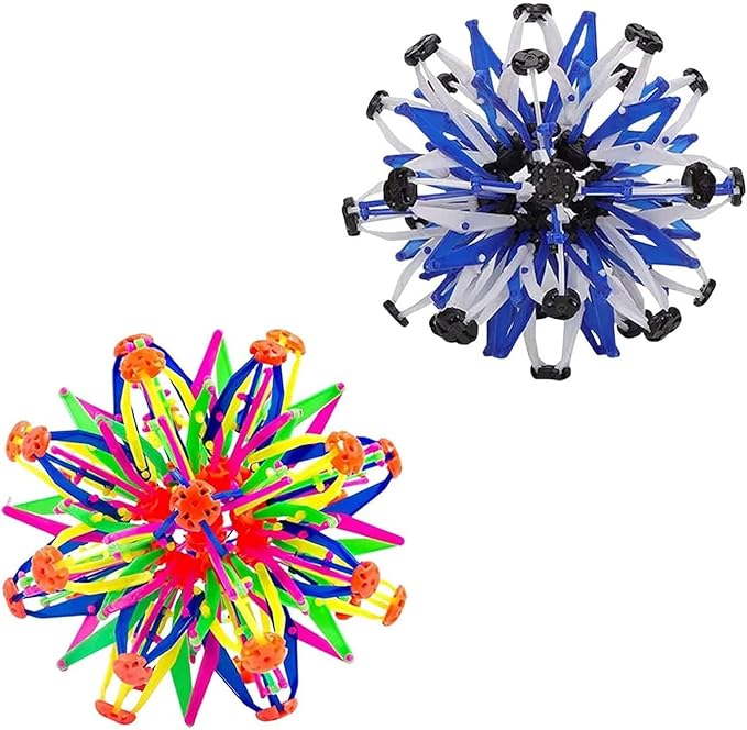 2Pcs Colorful Sphere Expandable Breathing Balls Fidget Toy-Stress Reliever ,Collapsible Expanding Magic Ball Toys from 6" to 12"for Kids & Adults Mindfulness Meditation Practices,Yoga -ADHD