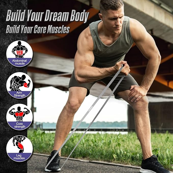 Resistance Band Pull Up Assistance Bands,Set of 5 Resistance Heavy Duty Exercise Stretch Fitness Bands for Stretching Power Lifting Workout Training with Instruction Guide