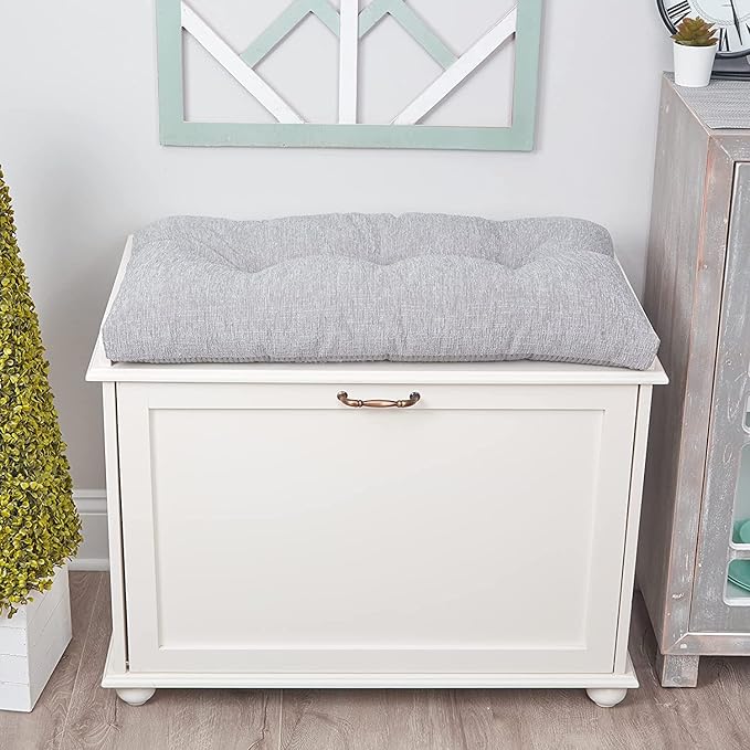 Klear Vu The Gripper Omega Non-Slip Tufted Bench Cushion for Indoor Furniture, Entryway Storage, Bay Window, Corner Nook or Piano Seat, 27 Inches, 04 Gray