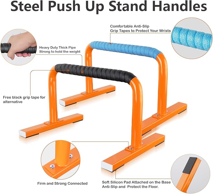 Strength Training Parallettes Push Up Bars, Pushup Handles Calisthenics Equipment for Home Workout, Anti-slip Gymnastics Bars, Handstand & Dip Bar for Outdoor Exercise