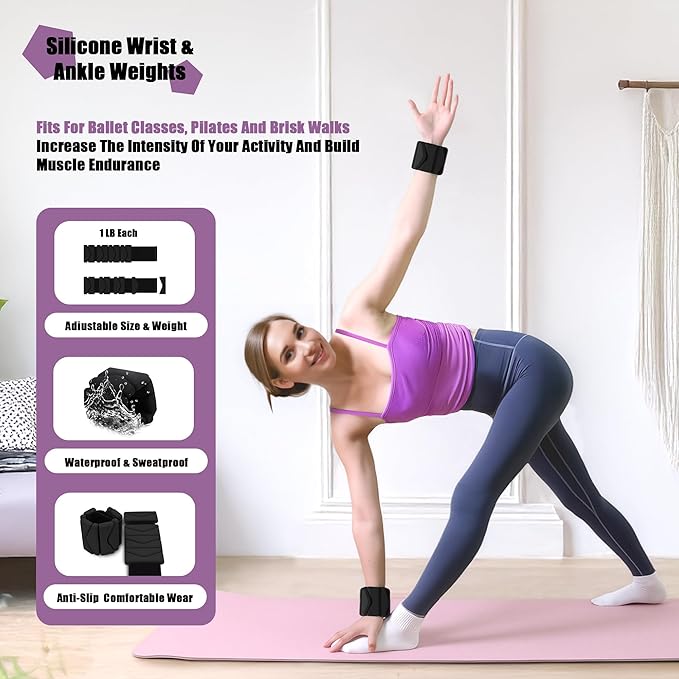 Pilates Set 10Pcs, Pilates-Ring, Wrist Ankle Weights, Small Yoga Ball with Pump, 3Pcs Booty Bands, Figure 8 & Long Resistance Bands, Pilates-Equipment Kit for Women Home Workouts Yoga