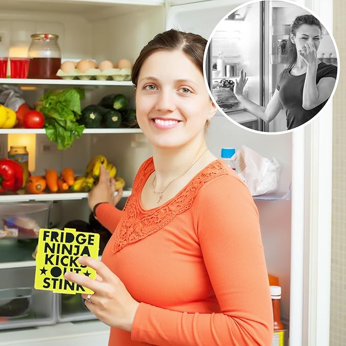 Fridge Ninja Compact Fridge Deodorizer (2 Pack) - More Effective Than Baking Soda - Compact Size Refrigerator Deodorizer Made of Activated Carbon