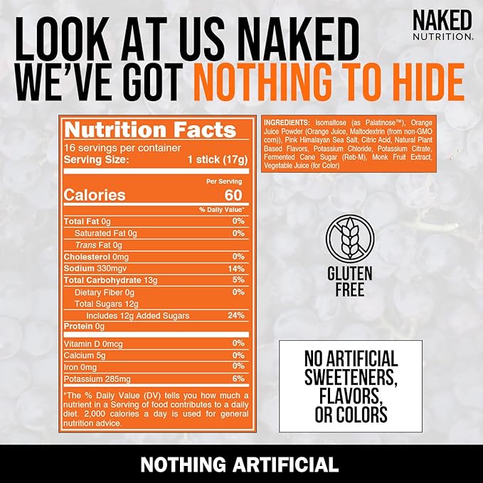 Nakedade Watermelon Mint – Performance Enhancing Sports Drink Powder - Electrolyte Powder – No GMOs or Artificial Sweeteners, Gluten-Free, Soy-Free, Dairy-Free – 16 Sticks