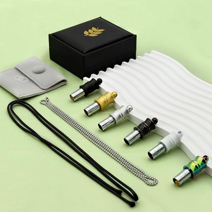 Black Zen Bamboo Whistle 528 Hz Meditation Necklace Breathing Frequency Sound Healing Device by Adjusting The Breathing for Anxiety & Stress Relief Mindfulness