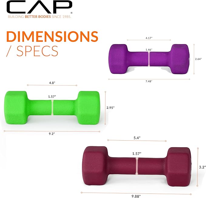 CAP Barbell Neoprene Dumbbell Weights Pairs & Sets | Multiple Colors