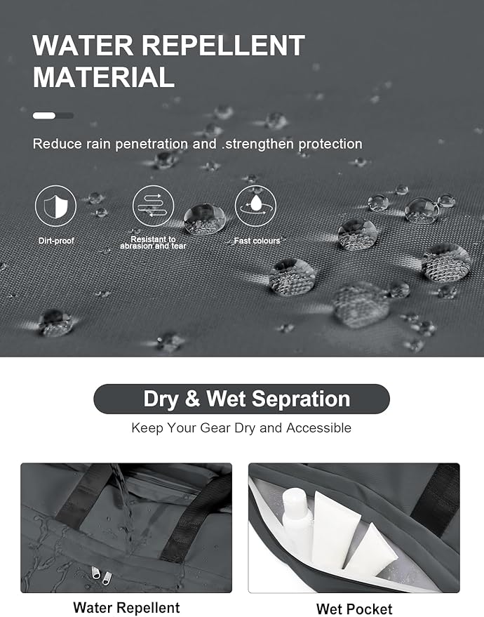 Gym Duffle Bag with Shoe Compartment for Women Men Sports Workout Carry on Weekend Overnight Bag, Grey