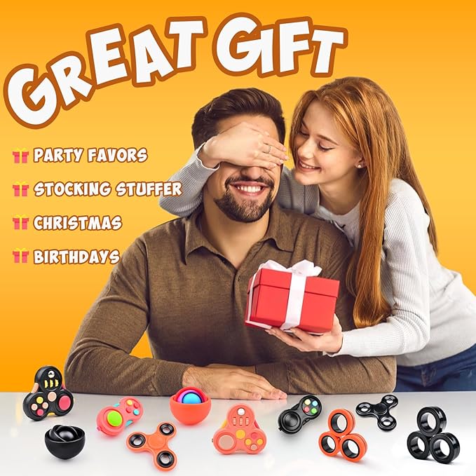 Fidget Toys Adults Pack 5Pcs,Fidget Spinner with Magnetic Rings Gyro,Fidget Controller Autism Sensory Toys,ADHD Stress Anxiety Desk Fidgets,Easter Basket Stuffers for Kids Teen Boys(OR)