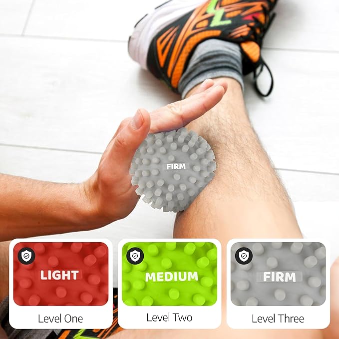 Logest 3-Piece Set Foot Massage Ball - for Trigger Point Therapy, Injury Rehabilitation & Deep Tissue Massage Balls - Prevent Stiffness & Improve Strength - Silicon Spike Ball for Foot and Back