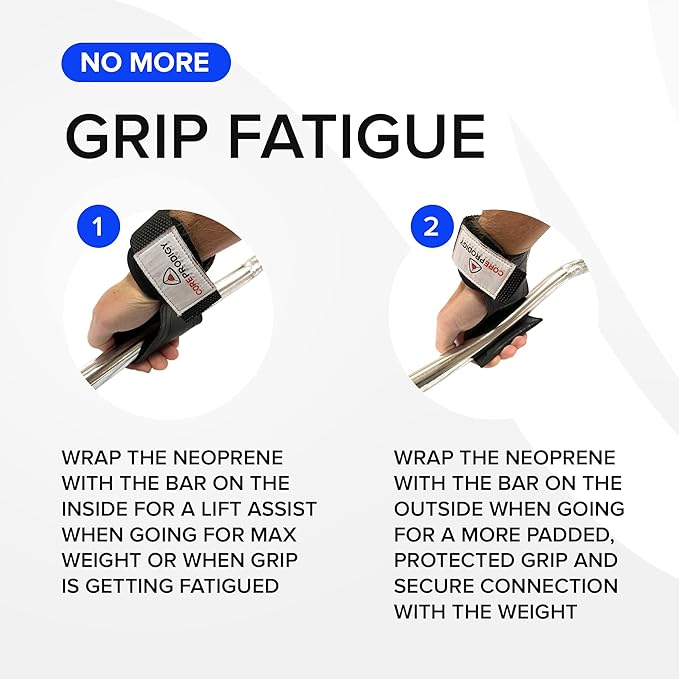 Core Prodigy Wrist Wraps Straps - Weight Lifting Grips Padded and Adjustable Gloves Alternative to Power Hooks