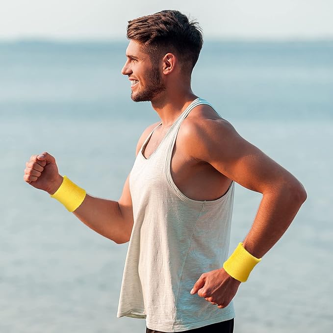 12 Pack Sweatbands Sports Wristband Cotton Sweat Band for Men and Women, Good for Tennis, Basketball, Running, Gym, Working Out