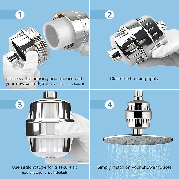 9 Pack Shower Filter Replacement Cartridge, 20 Stage Shower Filter Head for Hard Water, Universally Compatible With Any Similar Design, High Output Hard Water Filter Replacement Cartridge