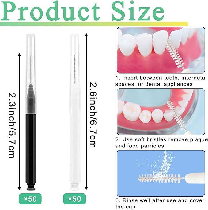 100pcs Interdental Brushes Dental Cleaning Tools Tooth Floss Picks Oral Hygiene Toothpicks