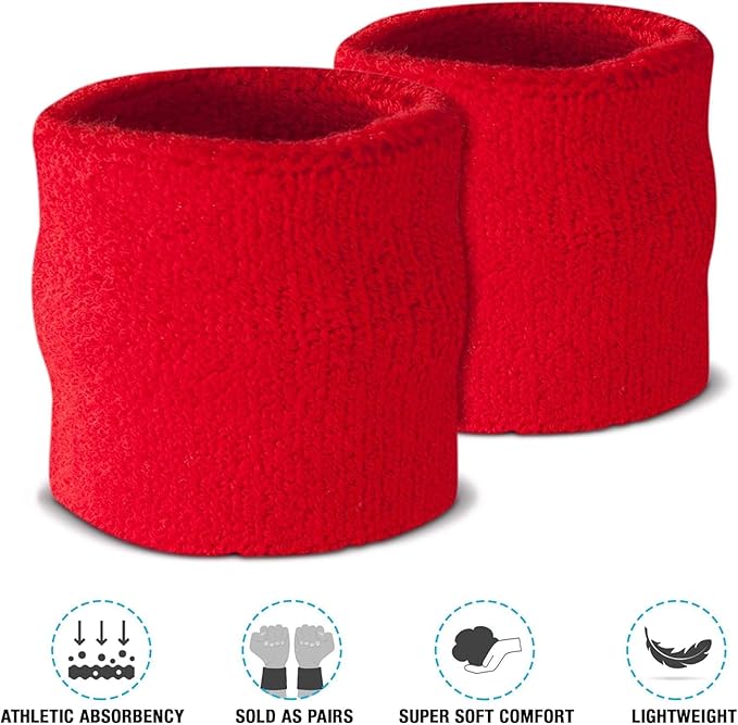 Suddora Sweatbands Set, Moisture Wicking 2 Wristbands and 1 Headband, Breathable Terry Cloth Athletic Bands for Basketball, Tennis, Yoga, Gym, Sweat Bands for Costumes and Cosplay