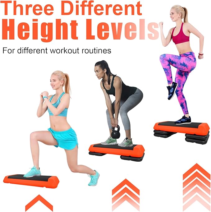 Adjustable Aerobic Stepper Workout Step with 4 Risers Fitness & Exercise Platform Trainer