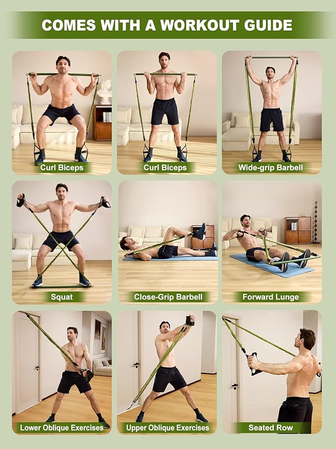 Pilates Bar Kit with Resistance Bands,260LBS Heavy Duty Resistance Bands for Working Out, Strength Pilates Equipment with Handles Door Anchor, Versatile Pilates Kit for Man Woman Full-Body Workouts