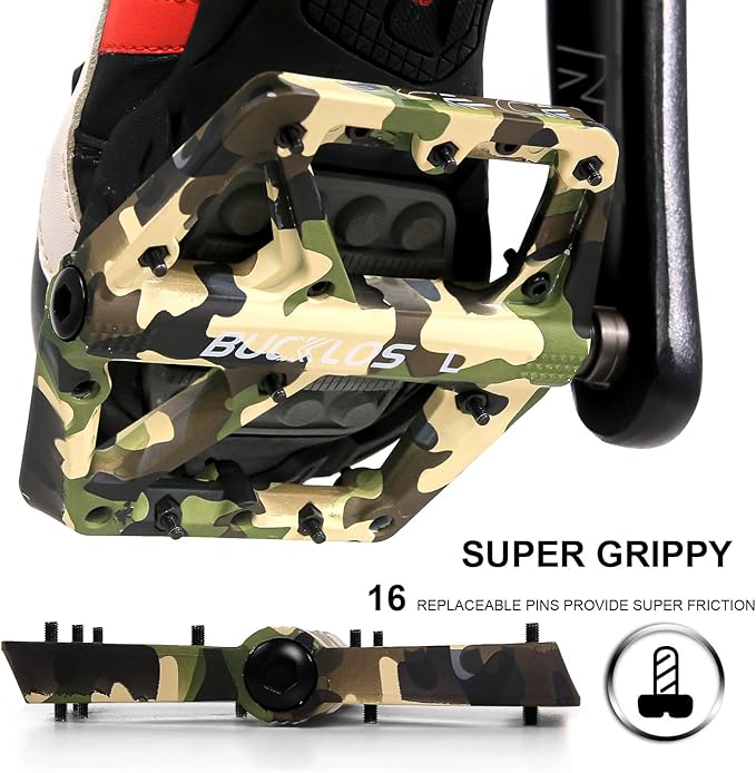 BUCKLOS Mountain Bike Pedals MTB Pedals Flat, Adult Bicycle Road Bike Large Platform Nylon Non-Slip Pedal for Gravel Bike/Hybrid Bike 9/16"