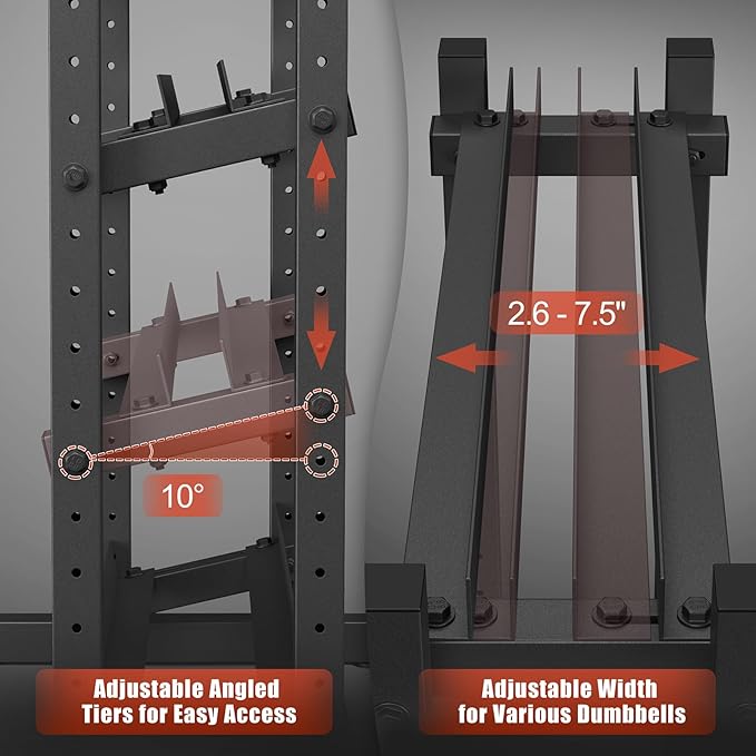 3-Tier Dumbbell Rack Stand Only, 1200LB Capacity Jusgym Adjustable Weight Rack for Home Gym, Heavy-Duty Weight Stand for Dumbbells Kettlebells