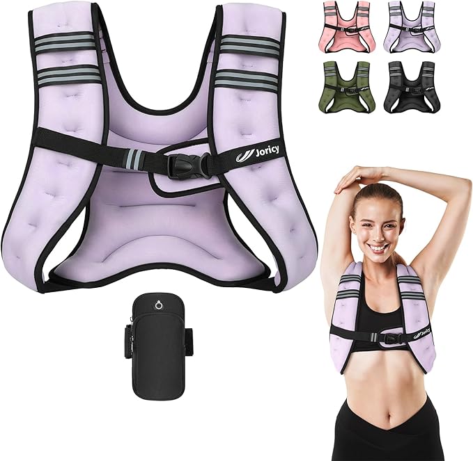 Weighted Vest 5lb/8lb/10lb/15lb/20lb/25lb/30lb Weight Vest Woman Men with Reflective Stripe, Rucking Running Vests for Women Workout Walking Strength Training Weight Loss Fitness Weightlifting