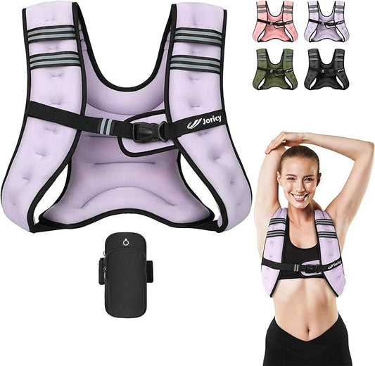 Weighted Vest 5lb/8lb/10lb/15lb/20lb/25lb/30lb Weight Vest Woman Men with Reflective Stripe, Rucking Running Vests for Women Workout Walking Strength Training Weight Loss Fitness Weightlifting