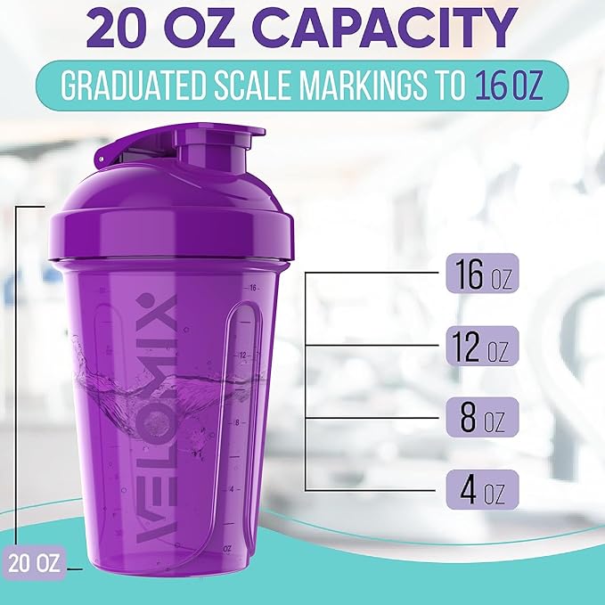 -4 PACK- 20 OZ Protein Shaker Bottles for Protein Mixes, Shaker Cups for Protein Shakes, Small Shaker Bottle Pack, Shaker Cup, Shakers for protein Shakes (Purple Bloom)