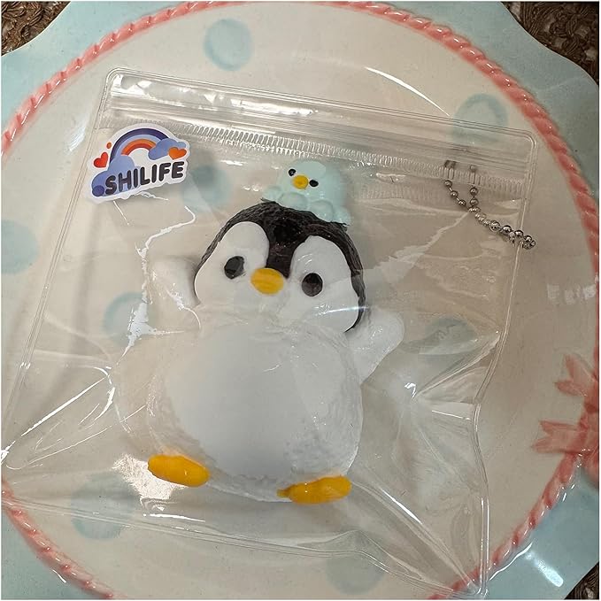 Taba Squishy Penguin,fufu squishies,Silicone Toys,Stress Relieving Fur Ball OPP Packaging GiftsSquishy Fidget Toys for Anxiety&Relaxation,Perfect Desk Accessory for Adults (Penguin)