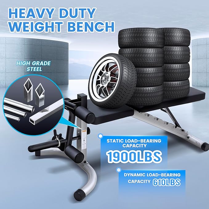 SPORTSOUL Adjustable Weight Bench Professional Utility Heavy Duty Workout Bench Incline Decline Flat Multi-Purpose Bench Press