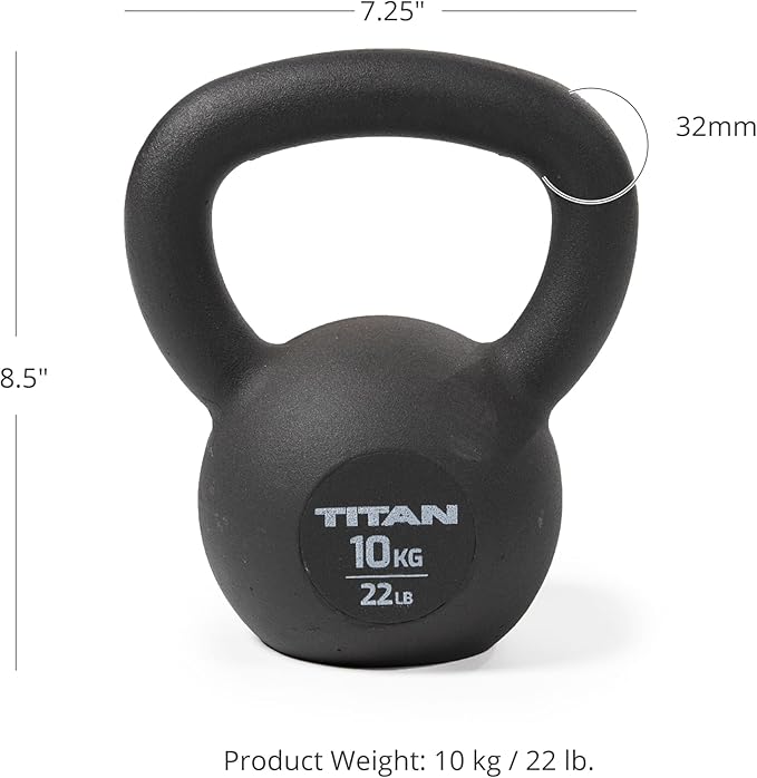 Titan Fitness Cast Iron Kettlebell, Single Piece Casting, KG and LB Markings, Full Body Workout