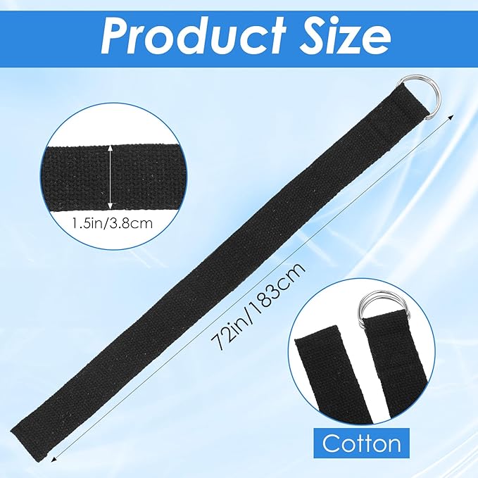 Molain 12 Pcs Yoga Strap, Non-Elastic Stretching Strap Yoga Straps for Stretching Bulk 6ft Exercise Stretch Band with Metal D Ring, Adjustable Stretch Belt for Women Men Pilates, Gymnastics, Dance