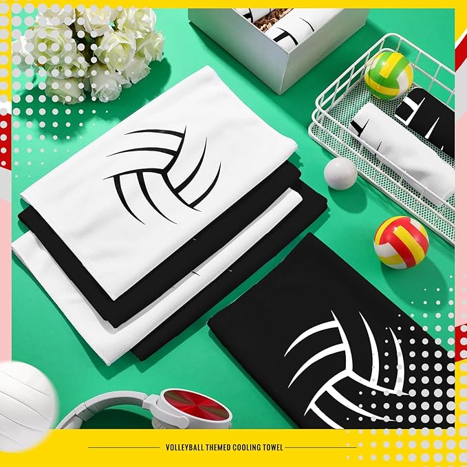 12 Count Volleyball Cooling Towels Volleyball Gifts for Team Soft Sports Breathable Chilly Towels Ice Neck Wrap Workout Sweat Washcloths for Sports Gym Microfiber Dishcloths for Coach Gifts