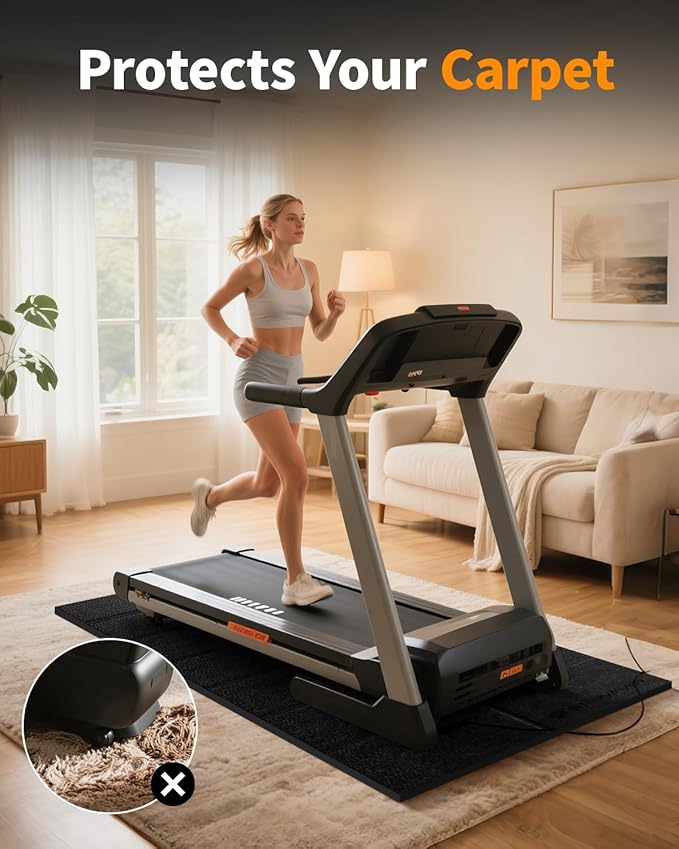 Walking Pad Mat for Carpet Floor, 68"x24", Exercise Equipment Mats for Home Gym Workout, 1/4",1/3" Thick, Noise Shock Absorption, Treadmill Mat for Hardwood Floors (71" L x 32" W x 0.2" Th)