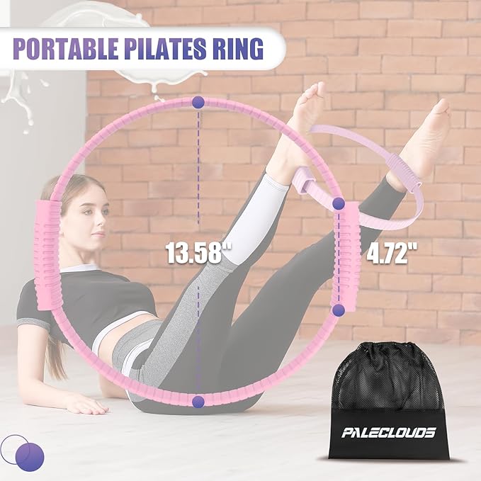 Pilates Ring, 13.5"/12" Silicone Magic Circle with Training Poster & Portable Bag, Pilates Ring Circle for Inner Thigh Workout, Yoga, Lose Weight & Physical Therapy for Women