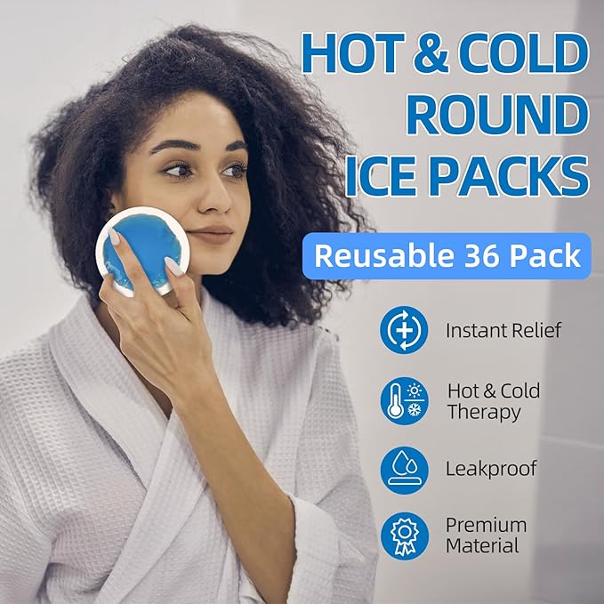 Tutmyrea Reusable Ice Packs for Injuries - 36 Soft Small Cold Compresses for Kids, Pain Relief, Eyes, Wisdom Teeth, Face, Breast, Allergies, Small Wounds