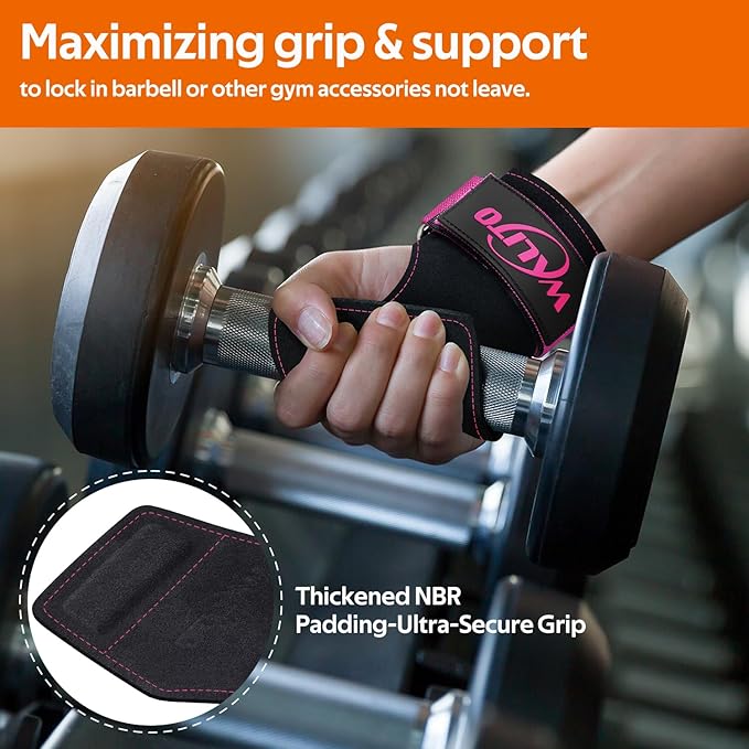 WALITO Weight Lifting Wrist Strap, Double Leather Weightlifting Wrist Straps for Gym Strength Training, Neoprene Padded Wrist Wraps - for Men & Women (Pair)