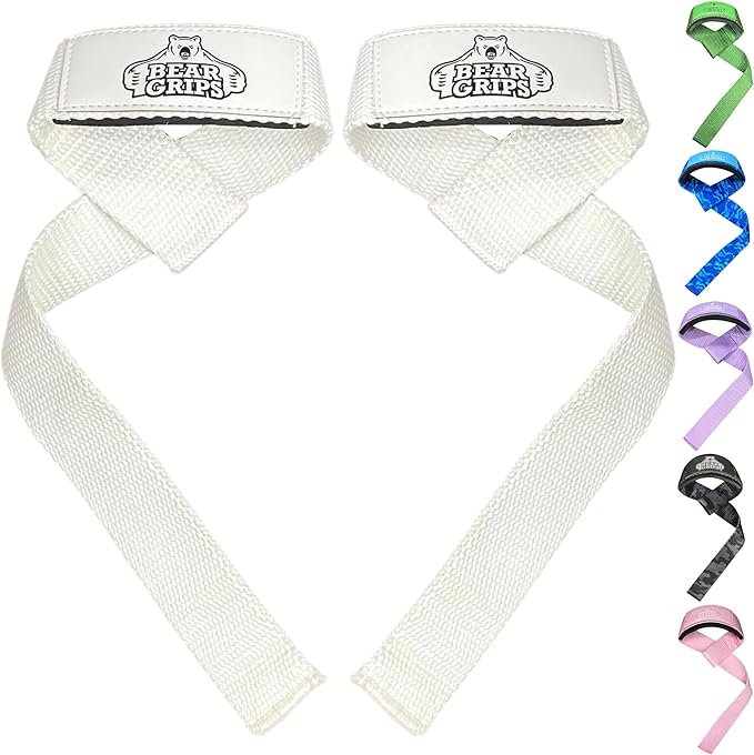 Bear Grips Lifting Straps - Gym & Weightlifting Straps for Men & Women, Deadlift Support, 2 Pairs