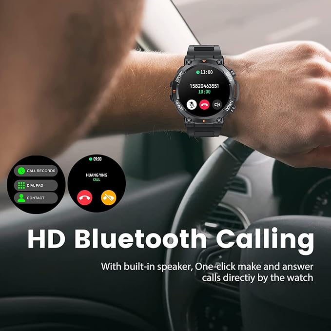 1.39" IPS Screen Smart Watches for Men Rugged Tactical Fitness Tracker with Call (Answer+Dial) Heart Rate SpO2 Sleep Monitor 120+ Sport Modes Waterproof Sport Smartwatch for Android iOS