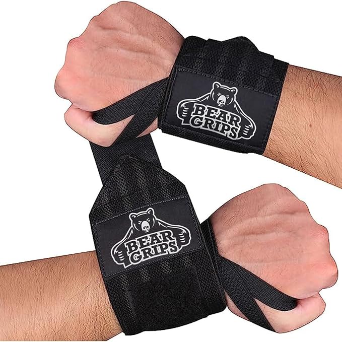 Bear Grips Wrist Wraps for Weightlifting | Weight Lifting Wrist Straps for Weightlifting | Extra Strength Gym Wrist Wraps | Two Wrist Wrap Per Pack | 12β & 18β | Lifting Wrist Wraps for Men & Women