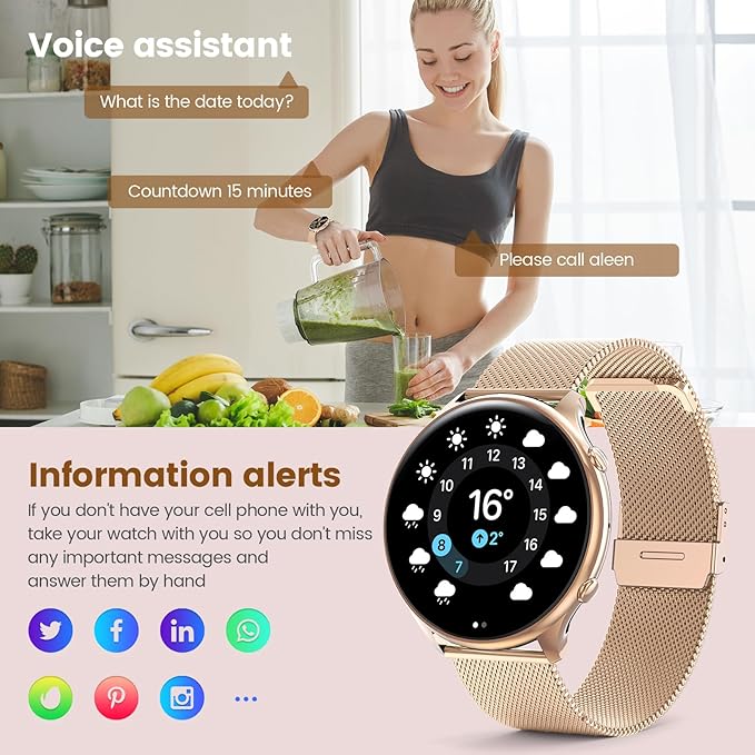 Smart Watches for Women with Menstrual Cycle Tracker, 1.39” HD Smart Watch, Heart Rate/Sleep Monitor, IP67 Waterproof, Women’s Watch Fitness Tracker Compatible with iOS Android