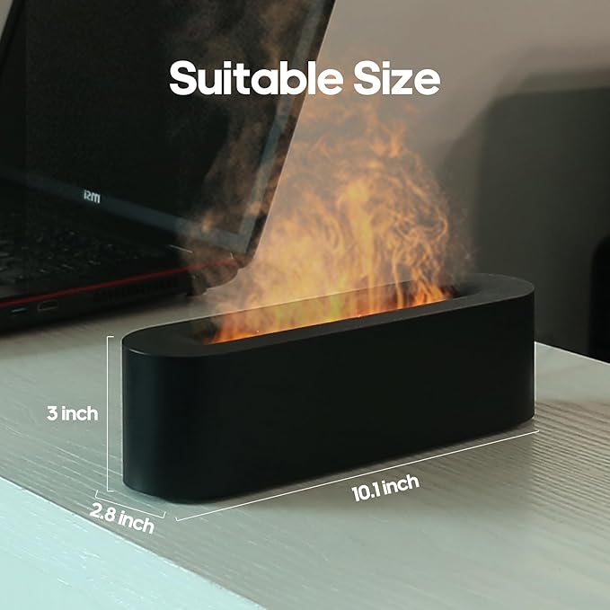 Essential Oil Diffusers,Flame Colorful Water Vapor Fire Fireplace Humidifier for Aromatherapy Aroma Therapy Machine Room Bedroom,Black Flame Diffuser for Essential Oils