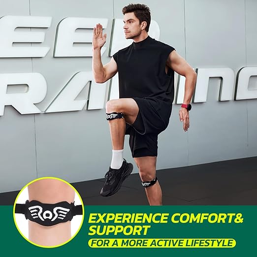 2 Pack Patella Knee Strap Band for Knee Pain Knee Support Patella Stabilizer Braces Tendon Ergonomic Silicone Pad (with 2 adjustable straps, one long & one short)
